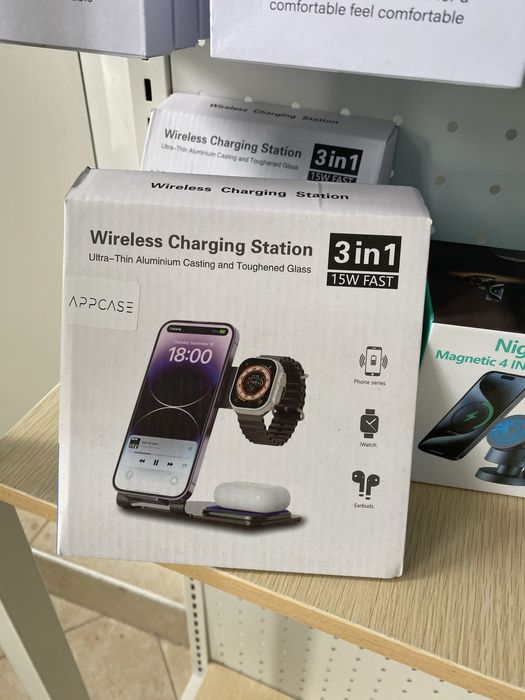 Безжично зарядно 3в1 за дома и офиса AppCase Magnetic Field 3in1 15W