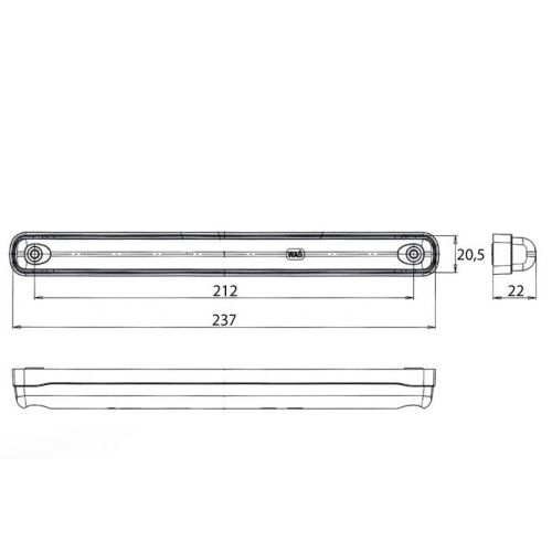 Lampa gabarit auto BestAutoVest 12V/ 24V cu LED dreptunghiulara Portocaliu 237x20x22mm, cu cablu, 1 buc