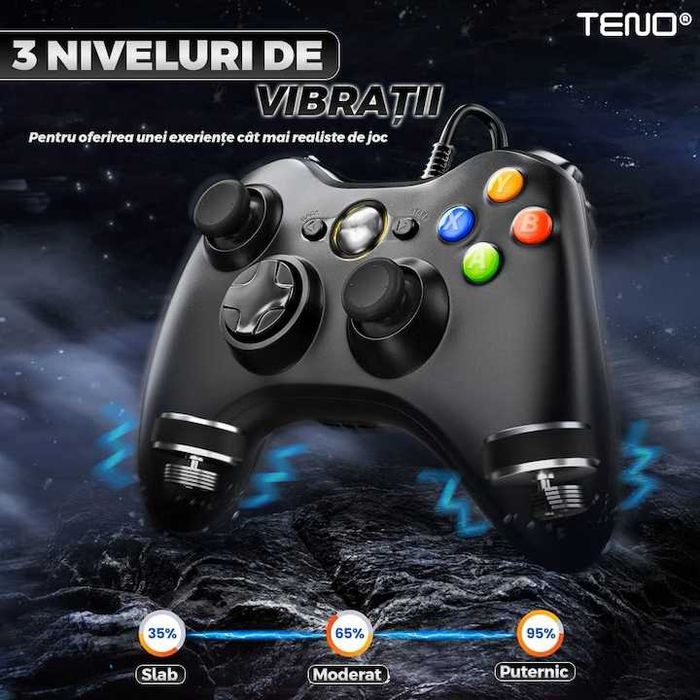 Controller Xbox 360 PC Cu Fir Maneta Gaming Calculator Consola Xbox 360 Xbox 360 Slim NOU