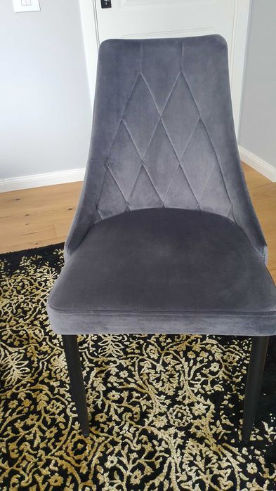 Scaun catifea si metal gri NOU