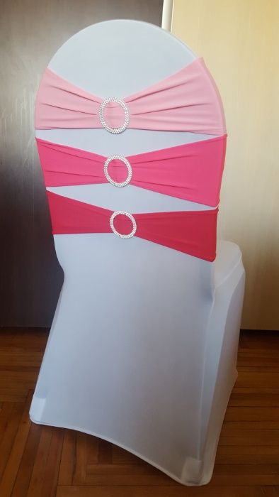 Funde scaune,set de 10,banderole elastice, banda cu inel, esarfe nunta