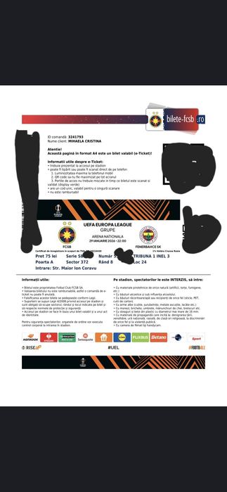 Vand bilete meci FCSB-FERNEBAHCE