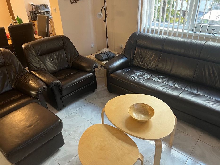 Холна гарнитура от естествена кожа