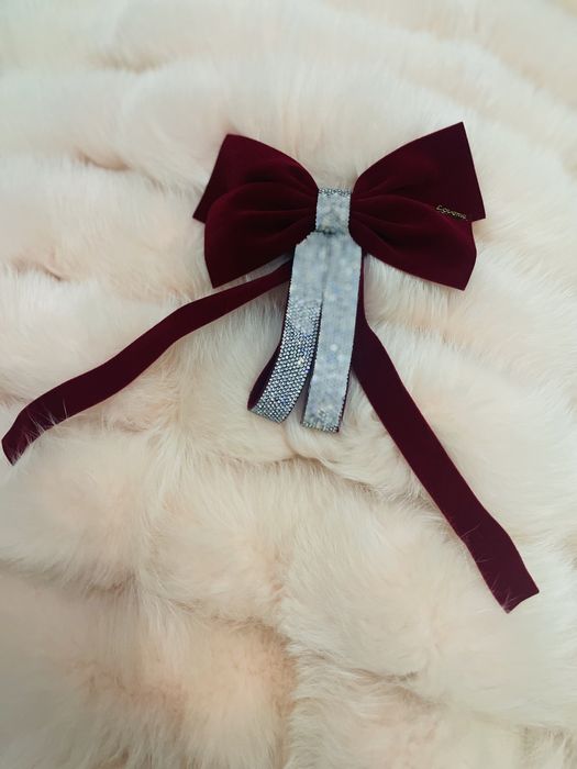 Бант заколка с стразами Красный