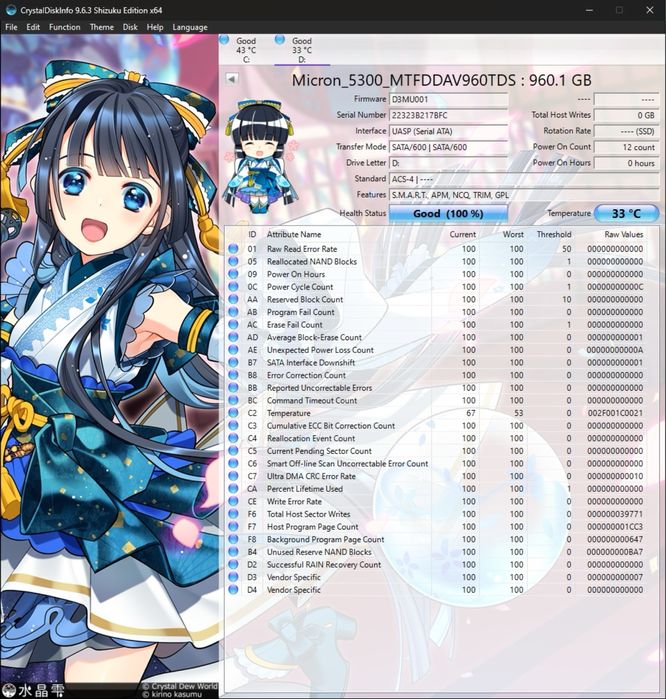 Новый ssd 960GB Micron 5300 Pro m2. sata