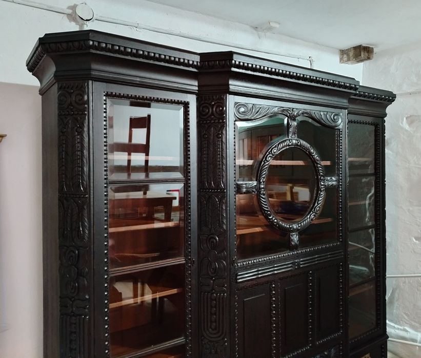 REDUCERE - Bibliotecă /Vitrina veche din lemn de stejar