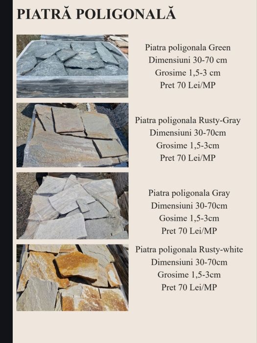 Piatră decorativă naturală pentru fațade, garduri și grădini | Piatră poligonală | Travertin scapițat | Piatră fasonată | Livrare rapidă în toată țara