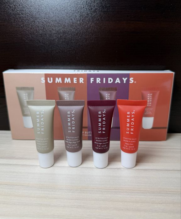 Summer Fridays Lip Butter Balm Mini Set 4x5g | Балсам и гланц за устни Lip Gloss Lip Balm Vanilla Brown Sugar Poppy Мини Сет