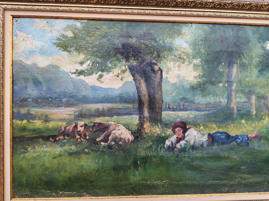 Tablou Sava Henția (1899) – Scenă Pastorală (89x53 cm)