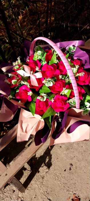 Большая корзина Цветов из Мыла