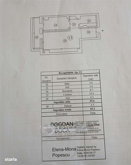 Apartament 1 camera, Galata, bloc nou intabulat,  45 mp, mutare imedia