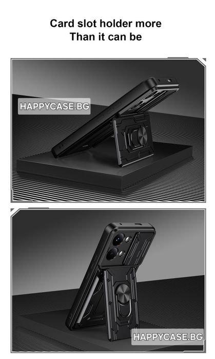 Xiaomi Poco X8 Pro 5G / RING CARD SLOT Удароустойчив кейс гръб със слот за карта и ринг
