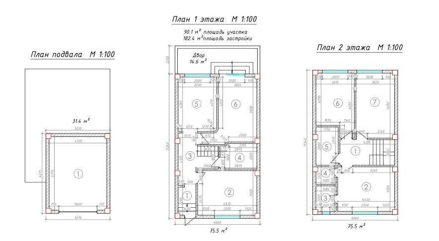 SamPi Угловой 40*20 утвержденный проект 7 коттеджей