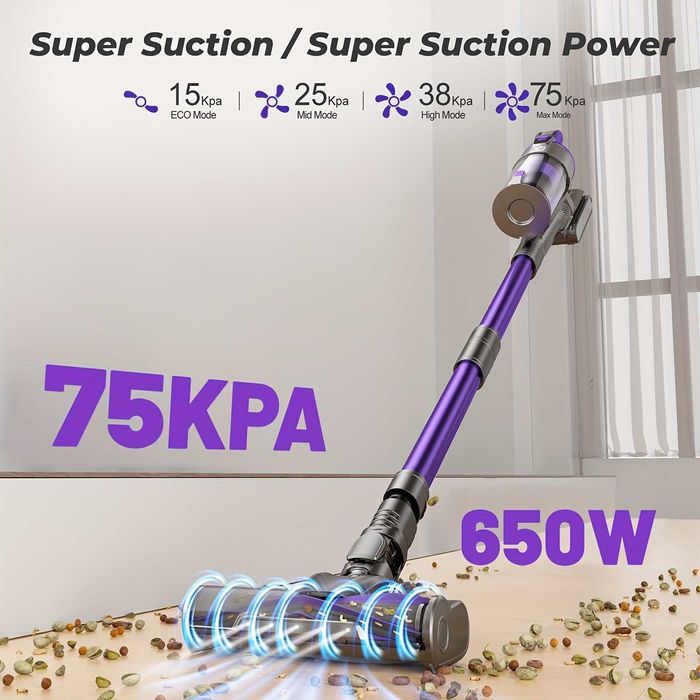 Безжична Вертикална Прахосмукачка Yanhama H5 650W 75000Pa 4-в-1 70 Мин