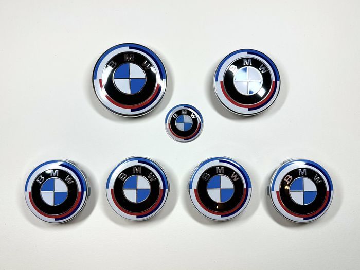 Set complet embleme capota jante volan BMW Anniversary 50 years M