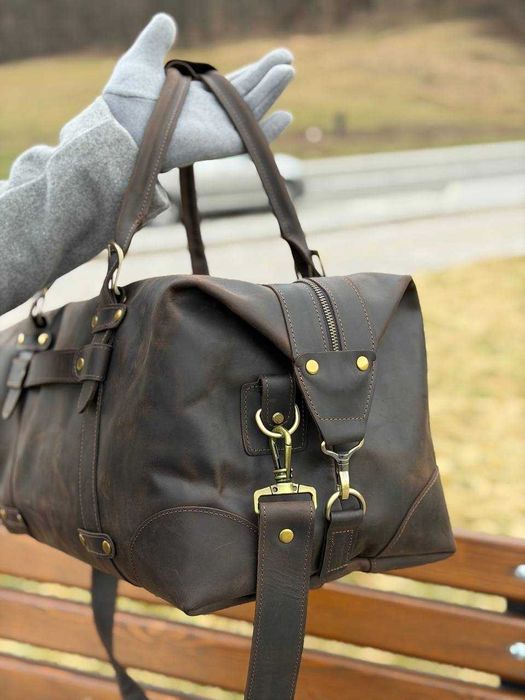 Geantă de călătorie din piele naturală. Duffel Bag. Leather Weekender