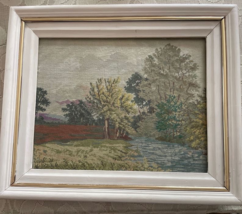 Goblen original peisaj, rama lemn cu sticlă