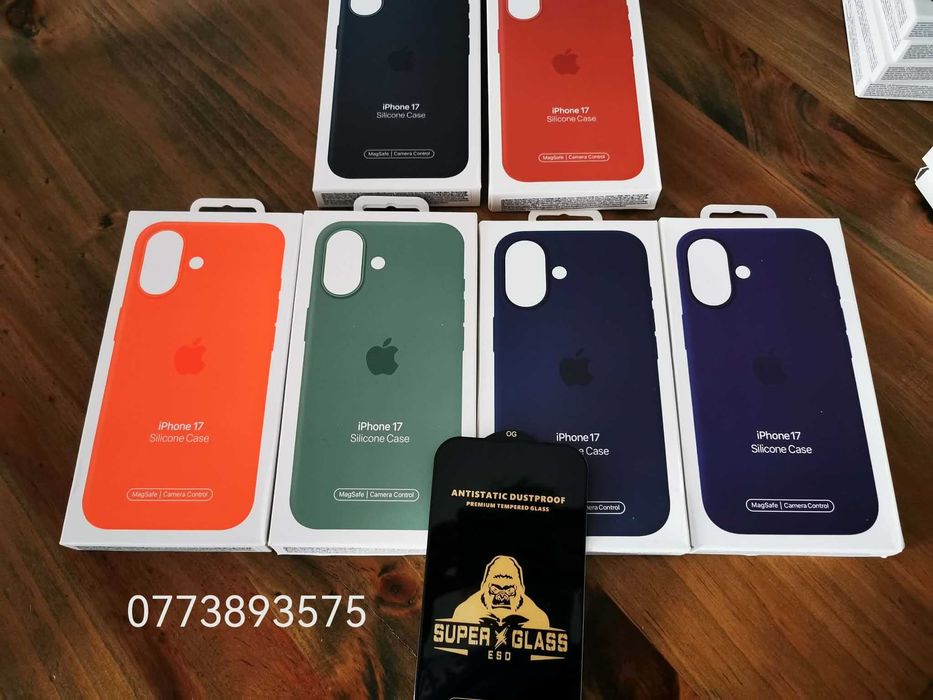 Husa silicon Magsafe + folie sticla ecran Iphone 17 / Air / Pro / MAx