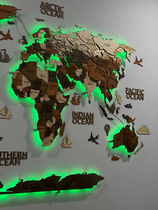 3d karta, 3d karta mira, 3д карта мира, 3D Yog‘och Dunyo Xaritalari