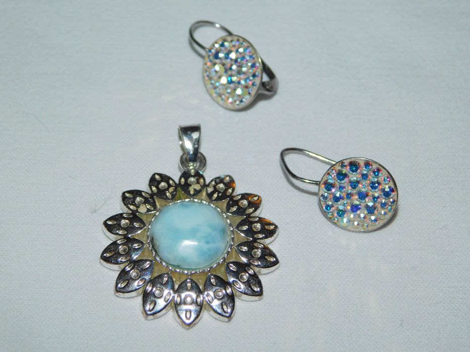 Pandantiv  argint larimar cadpu cercei argint