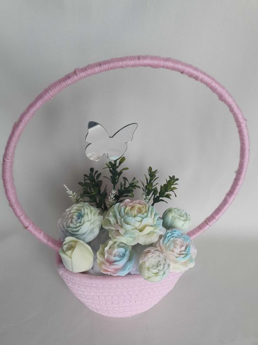 Букет Фантазия сапунени  цветя от глицерин и цветя свещи