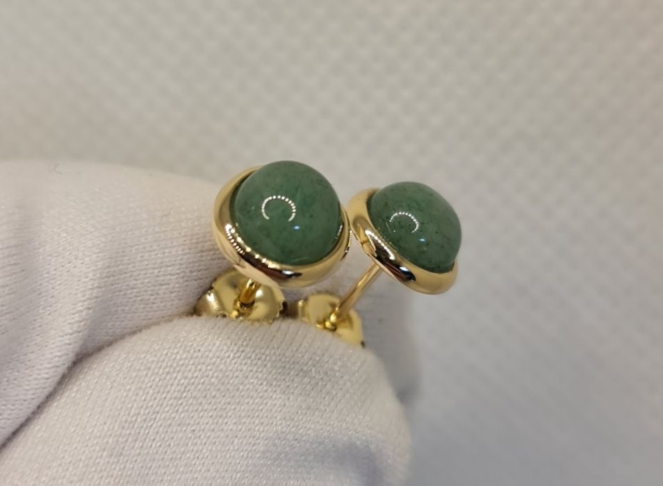 Cercei aur galben 14k cu crisopraz natural