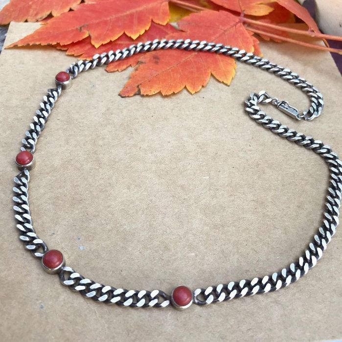 Антикварное колье. Серебро, натуральные кораллы. 835 проба, клейма.