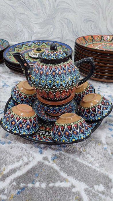 Milliy sopol idishlar choynak piyola v.h.k...