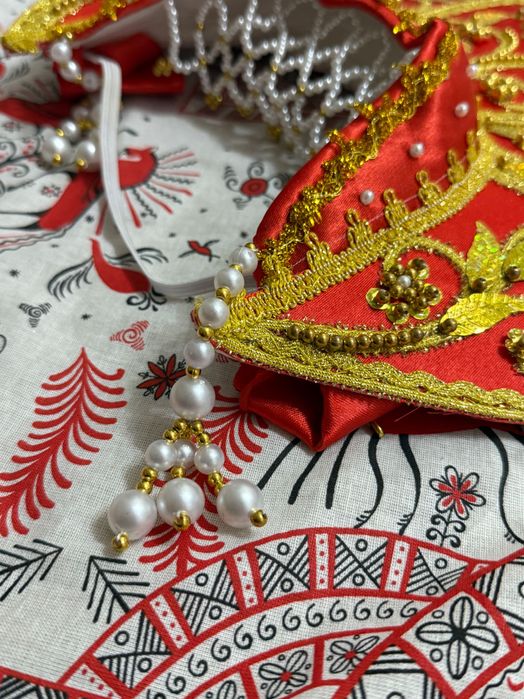 Кокошник , красный , традиционный