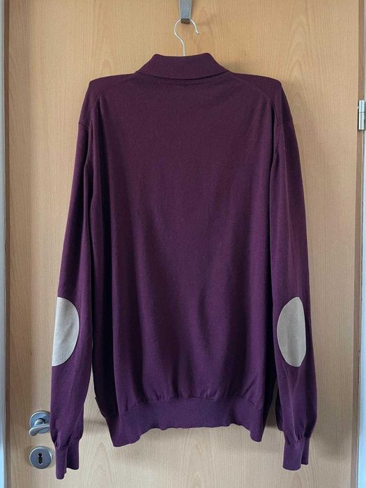 Pulover visiniu Hugo Boss din 100% lana virgina, marimea XL