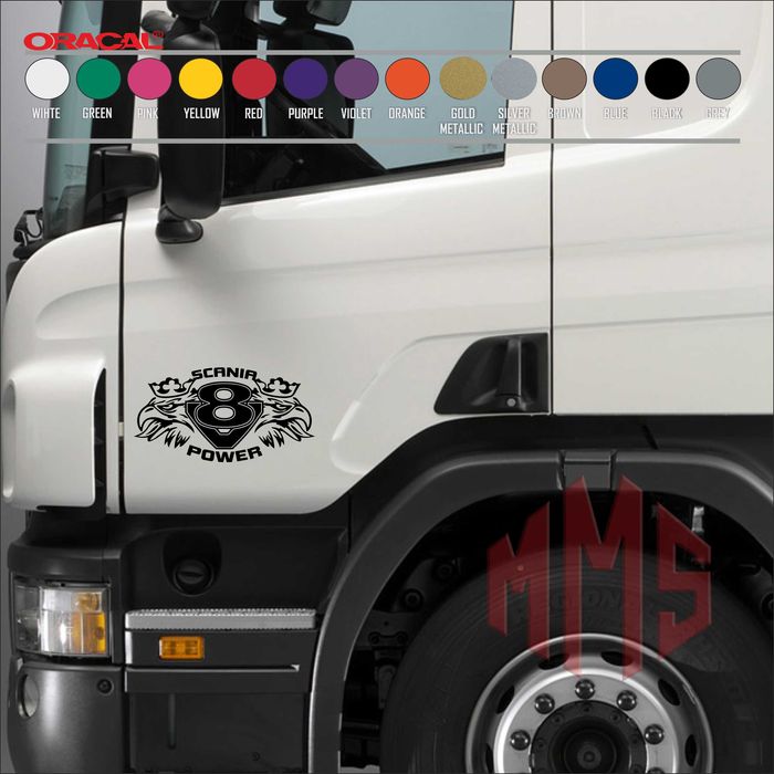 Стикер Scania V8 Power - Уникален стикер за камион Scania