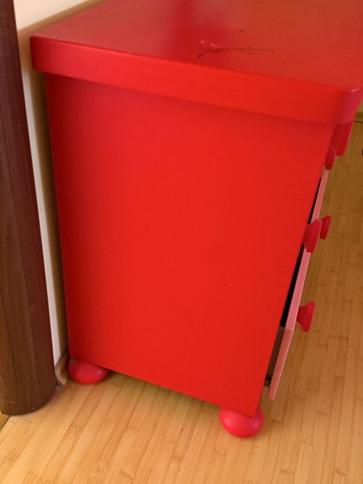 Comodă roz pentru copii, 3 sertare, 100 × 100 × 50 cm
