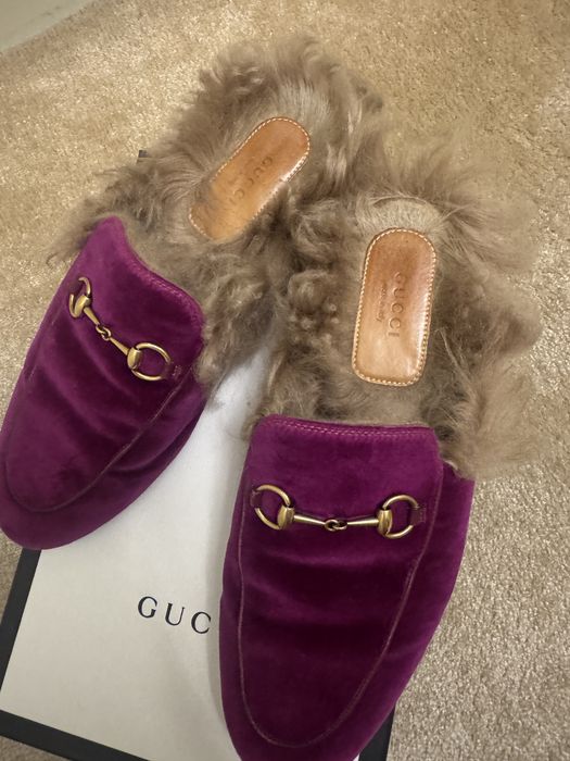Papuci cu blana Gucci