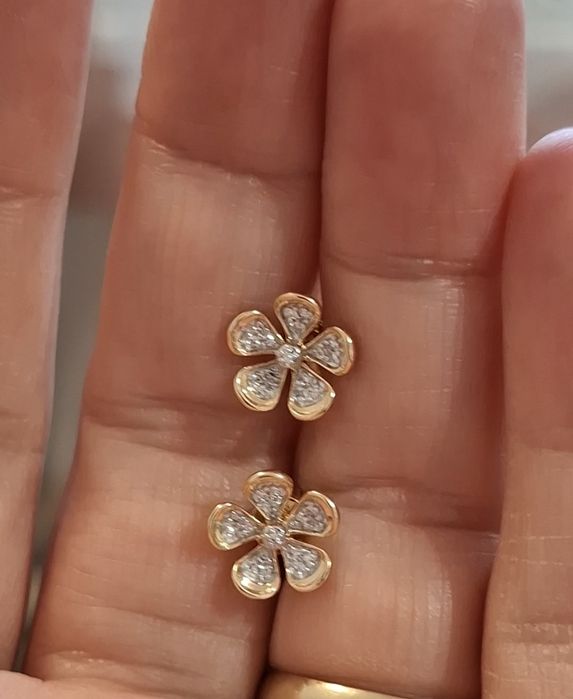 Cercei aur 14k diamante naturale