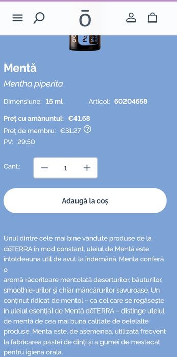 Peppermint - Mentă doTERRA nou, sigilat!