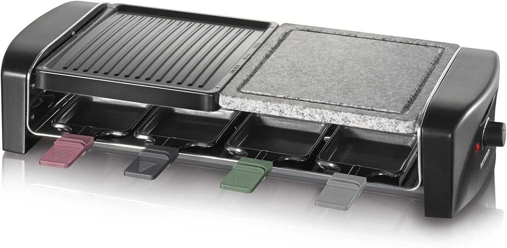 SEVERIN Раклет грил с естествен камък 1400W, вкл. 8 тигана, лек ДЕФЕКТ