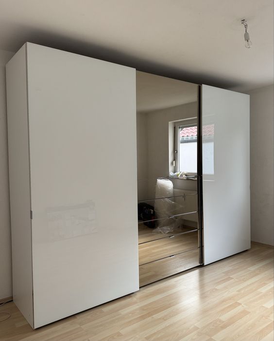 Dressing/Dulap 336/240/68 cm 3 usi culisante sticla alba/oglinda