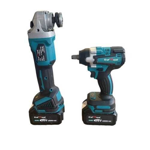 Комплект от акумулаторен ъглошлайф и комбиниран гайковерт 36V 8Ah