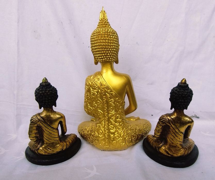 Trei figurine Zeul Budha, din rășină acrilică, Colectia Juliana.
