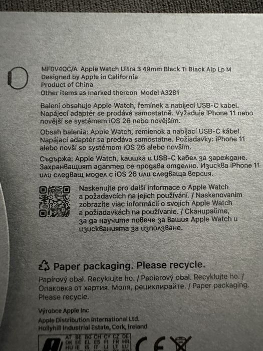 Apple Watch Ultra 3 49mm Black Tit  36m Гаранция