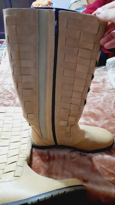 Cizme damă Sheego XL din piele naturală nr. 42, interior 27,5 cm