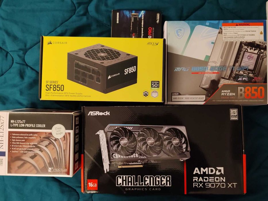 Mini ITX PC,RX 9700XT, 32Gb 6400Mhz, ryzen 7 7800x3d, 850w PSU )