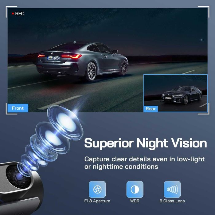 Видеорегистратор WOLFANG WD03 Dash Cam 4K, 2.5K WiFi 32GB SD Card