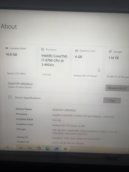 Placa video 4 gb / GDDR5/ 256 bit Radeon RX570