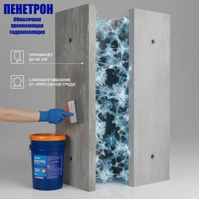 Пенетрон проникающая гидроизоляция бетона обмазочная для  бетона