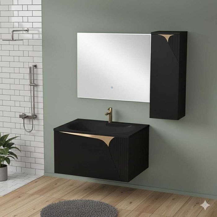 PVC комплект за баня VIVA Black 80см