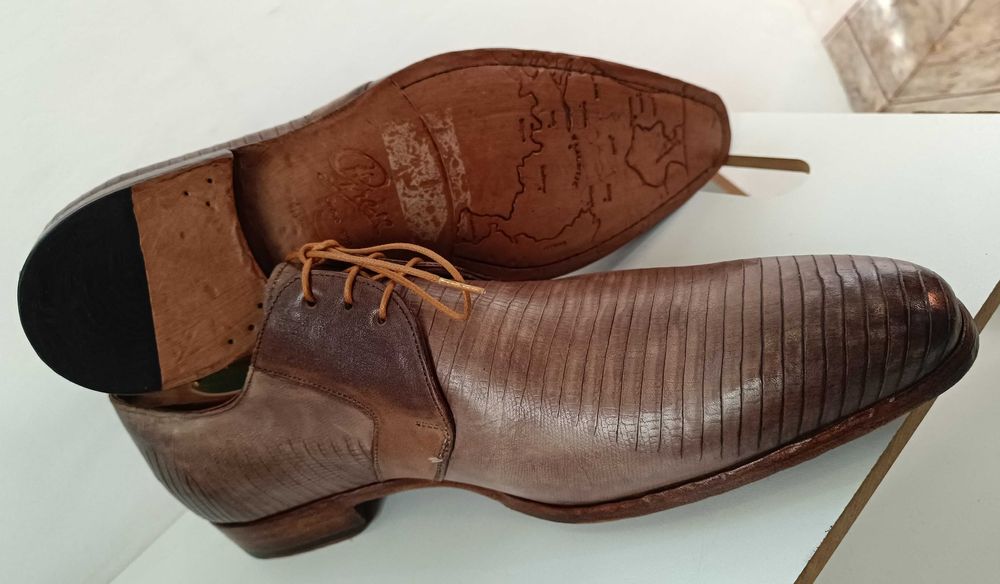 Pantofi de lux 44.5 45 45.5 de lux GREVE NOI lucrati manual piele embo