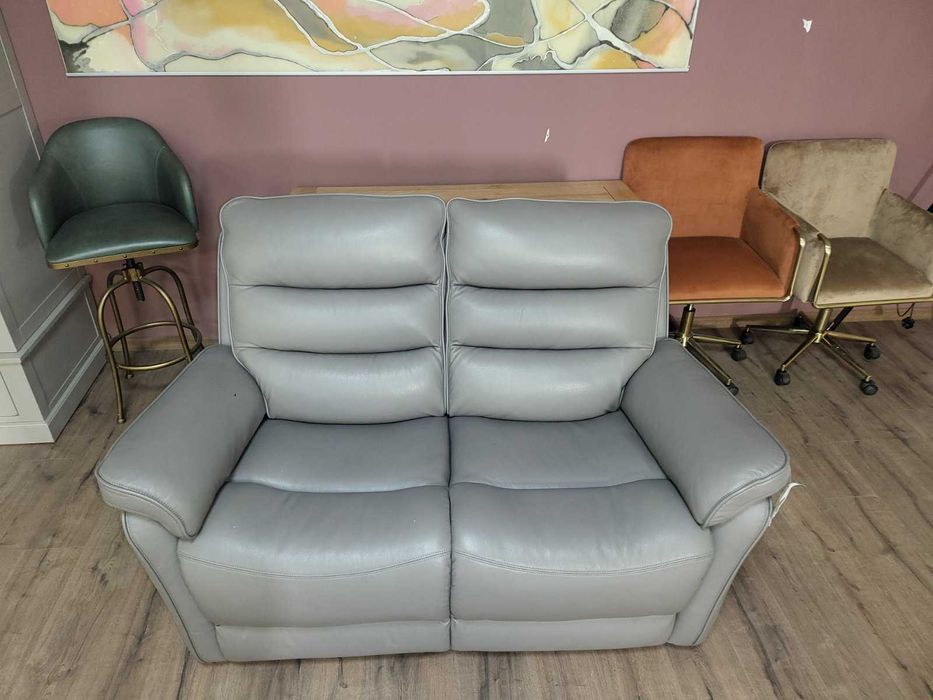Сив кожен диван двойка La-z-boy