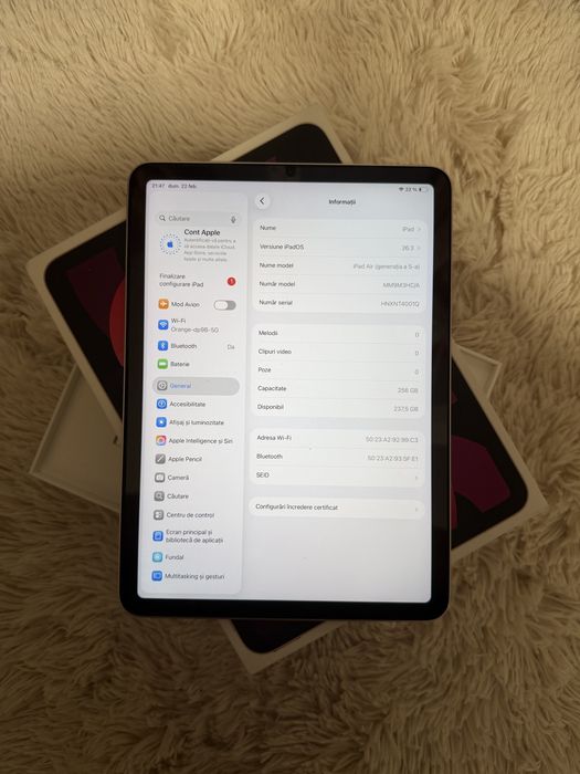 iPad Air Generatia 5 10.9” 256GB Wi-Fi