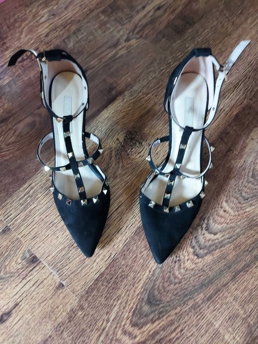 Pantofi cu toc din piele întoarsă, mărimea 41